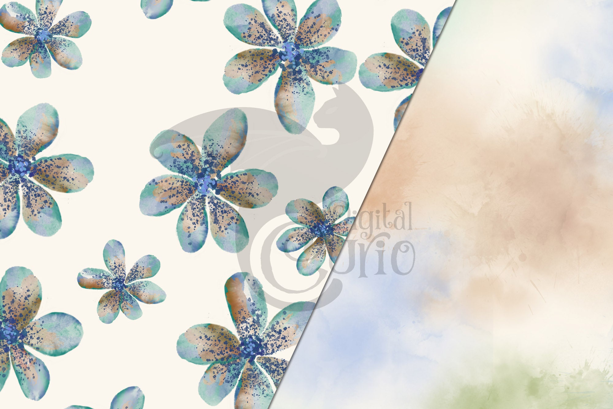 Whimsical Watercolor Floral Digital Paper - Seamless Flower Patterns ...