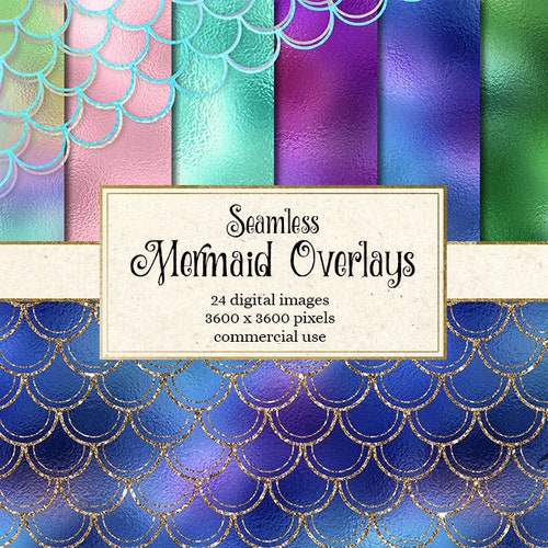 Mermaid Scale Overlays Seamless Mermaid Patterns Shimmering - Etsy