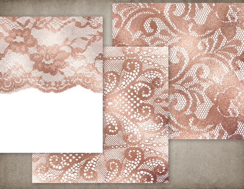 Rose Gold Lace Digital Paper Rose Gold Glitter Gold Foil ...
