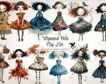 Whimsical Dolls Clipart - fantasy png clip art graphics for commercial use