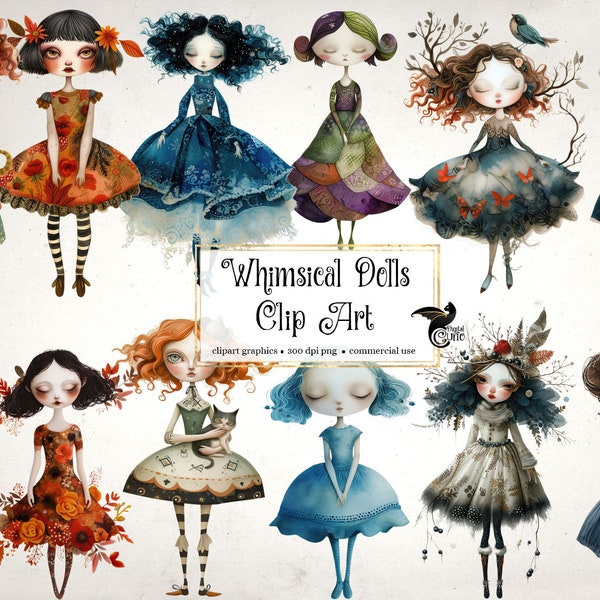 Whimsical Dolls Clipart - fantasy png clip art graphics for commercial use