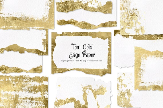 Gold Foil Torn Paper Clipart – Luxury Metallic Edges (PNG)