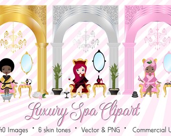 Luxury Spa Clipart, Salon Graphics, Ladies, Cosmetics (PNG, Vector)