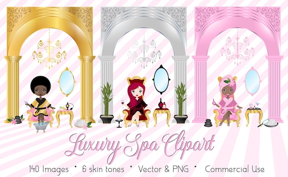 Luxury Spa Clipart, Salon Graphics, Ladies, Cosmetics (PNG, Vector)