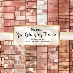 Papel Digital de texturas de ladrillo de oro rosa, papel digital de pared de ladrillo rústico transparente fondos de tablones de madera de papel de álbum de recortes imprimibles