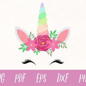 Unicorn Face SVG, unicorn svg, Wimpers svg, unicorn clipart, Cricut, Cameo, Cut file, Clipart, Svg, DXF, Png, Pdf, Eps