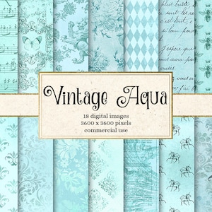 Carta digitale Vintage Aqua, texture aqua rustiche, sfondi turchesi antichi in difficoltà, carta scrapbook stampabile, uso commerciale