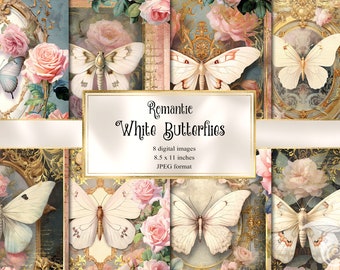 Schmetterling Journal Papier, Rokoko Druckbare Seiten (Digitaler Download)