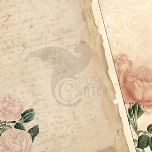 Printable Old Rose Paper Textures, Vintage Rustic Shabby Flower ...