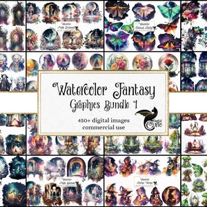 Watercolor Fantasy Graphics Bundle, Magic Clipart (PNG)