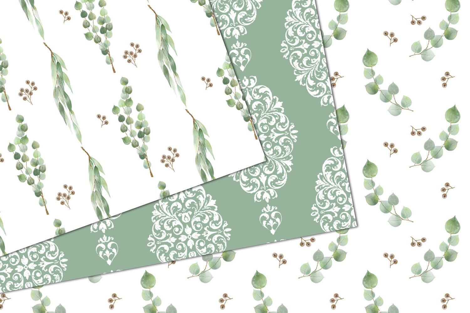 Watercolor Eucalyptus Digital Paper Seamless Eucalyptus - Etsy Australia