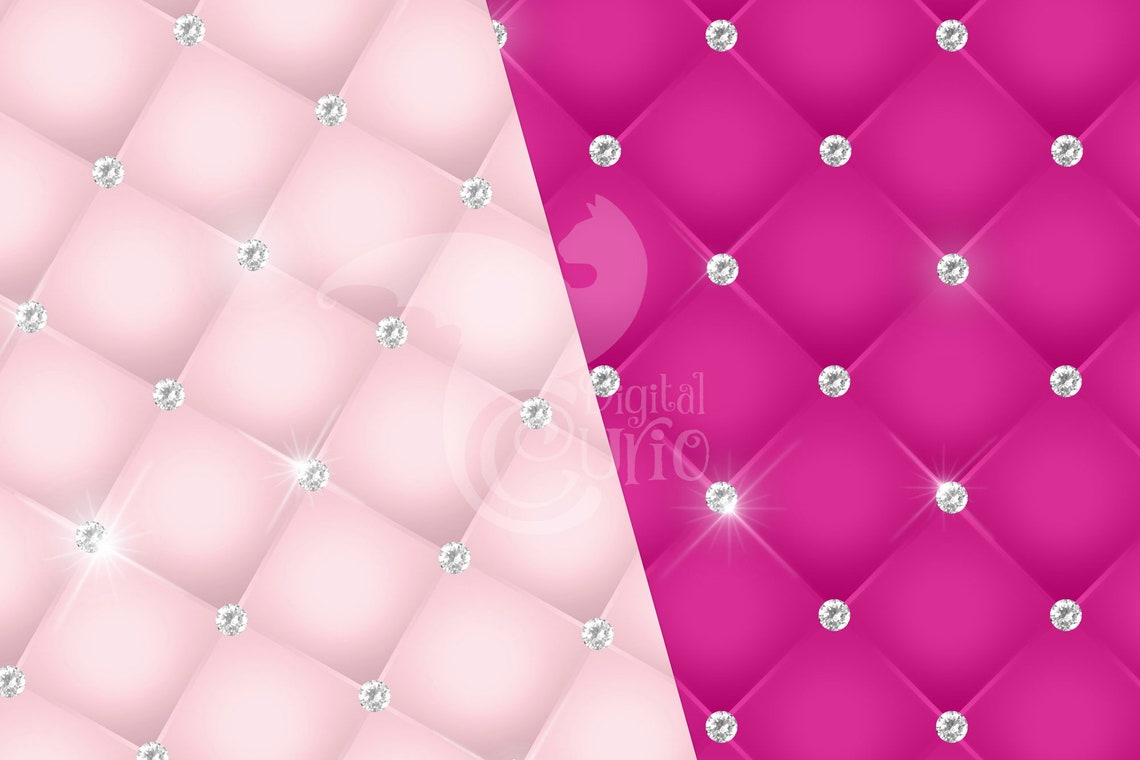Pink Diamond Tufted Digital Paper – Glam Luxury Backgrounds (instant ...
