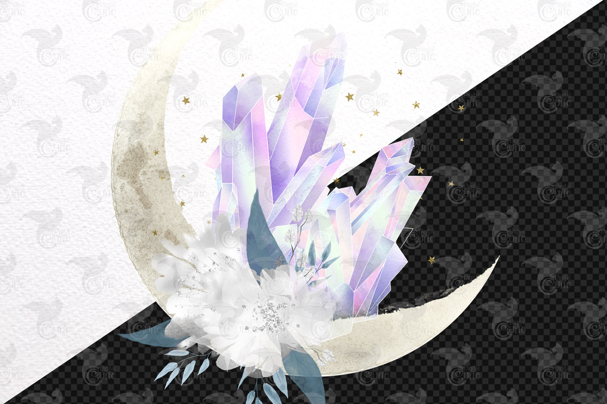 Crystal Moons Clipart Digital Clip Art Graphics of Etsy New Zealand