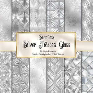 Silver Frosted Glass Digital Paper, seamless silver textures, printable digital instant download commercial use