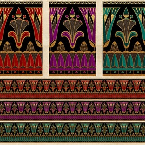 Art Deco Bordüre, goldene florale Bordüren, nahtlose Bordüre Clipart, ägyptische Art Deco Bordüre Grafiken, sofortiger Download, kommerzielle Nutzung