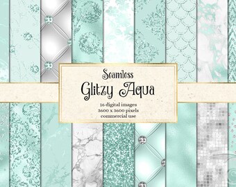 Aqua Digital Paper - Etsy