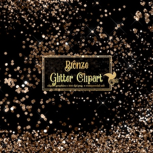 Bronze Glitter Clip Art Overlays - digital instant download glitter clip art in PNG format for commercial use