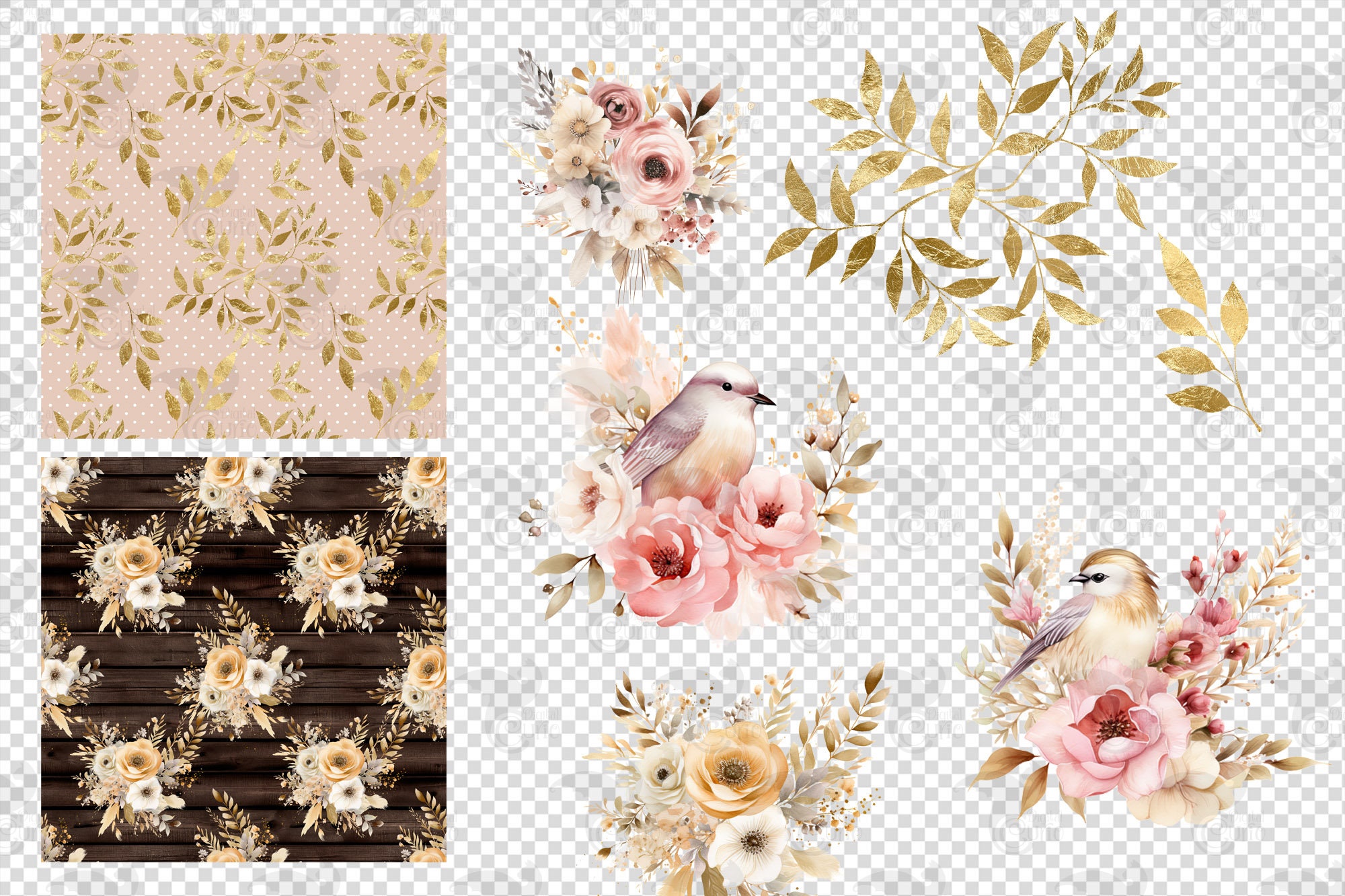 Neutral Floral Digital Paper – Seamless Rustic Patterns (digital ...