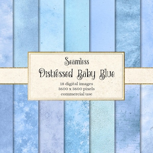 Distressed Baby Blue Textures, seamless blue textured digital paper, rustic blue backgrounds, grunge textures, tileable instant download