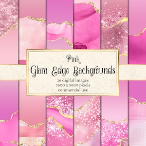 Pink Glam Edge Backgrounds - carta digitale con texture metalliche e download istantaneo glitter oro per uso commerciale