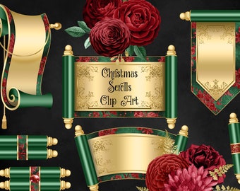 Christmas Scrolls Clipart - digital tapestry clip art for magic fantasy designs instant download for commercial use