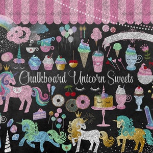 Pizarra Unicornio Dulces Imágenes Prediseñadas, tiza PNG unicornio clip art gráficos, fiesta de cumpleaños, cuernos, pasteles, dulces, café, cupcakes, helado