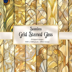Gold Stained Glass Digital Papier, nahtlose bedruckbare Texturen bedruckbares Scrapbook Papier