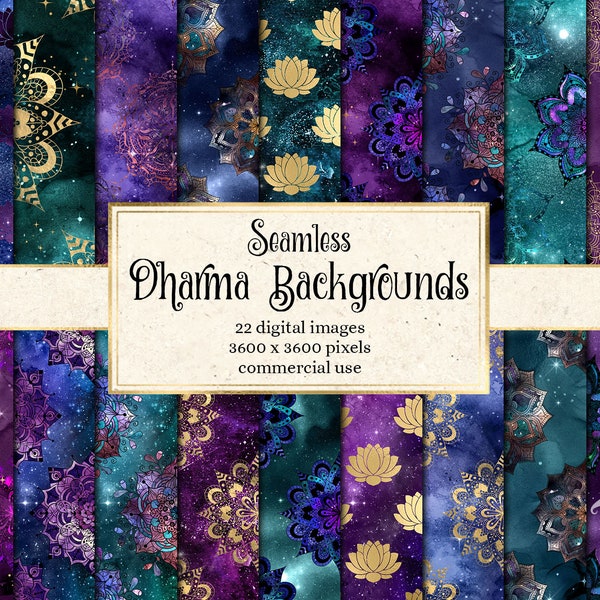 Dharma Digital Paper, seamless cosmic night sky backgrounds instant download for commercial use