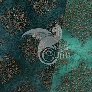 Rust Damask Texture Patina and Rust Damask Digital Paper - Vintage Antique Distressed ...