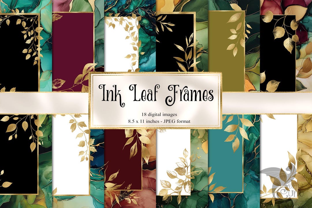 Ink Leaf Frames Journal Paper, Writing Notebook Digital Paper Alcohol ...