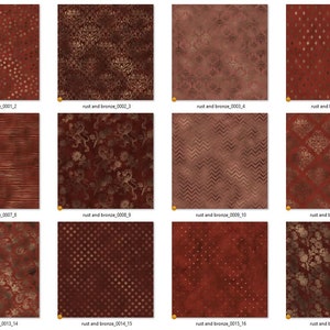 Rust and Bronze Digital Paper, Red and Copper Bronze Seamless Patterns ...