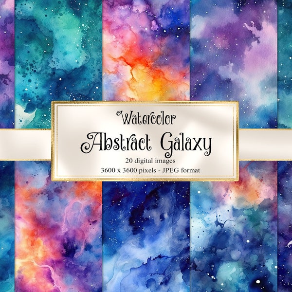 Watercolor Abstract Galaxy Digital Paper - watercolor printable instant download printable scrapbook paper for commercial use