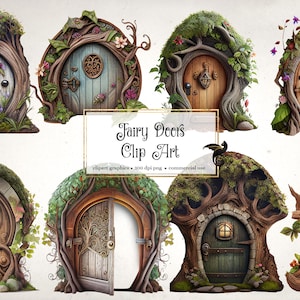 Fairy Doors Clipart - fairy fantasy clip art graphics and collage sheets for altered art or junk journals instant download commercial use