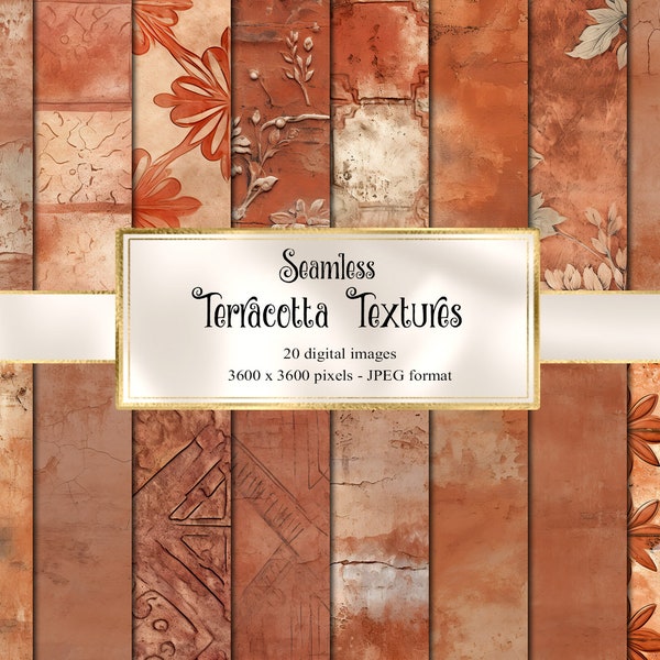 Terracotta Textures Digital Paper, seamless rustic pottery digital paper printable scrapbook paper wood planks backgrounds