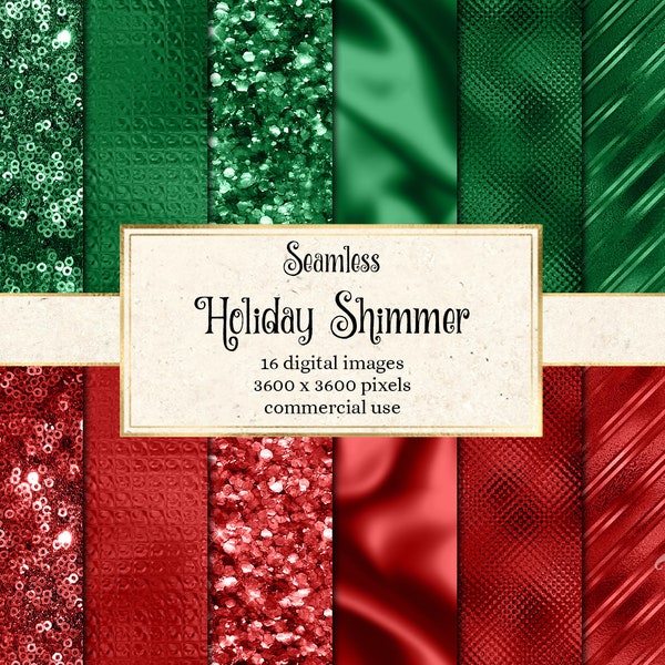 Holiday Shimmer Digital Paper - seamless textures with glitter and sequins instant download for commercial use