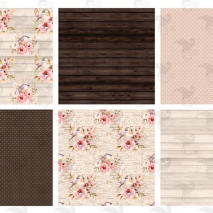 Neutral Spring Digital Paper - Seamless Rustic Patterns and Clip Art ...