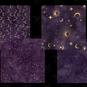 Purple Starry Night Digital Paper – Seamless Celestial Watercolor ...