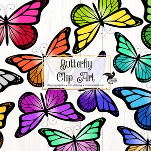 Clipart de mariposas, descarga instantánea de mariposa arco iris para uso comercial