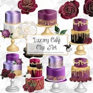 Luxus Kuchen Clipart, Glam Hochzeit oder Brautparty Kuchen ClipArt sofortigen Download für kommerzielle Nutzung