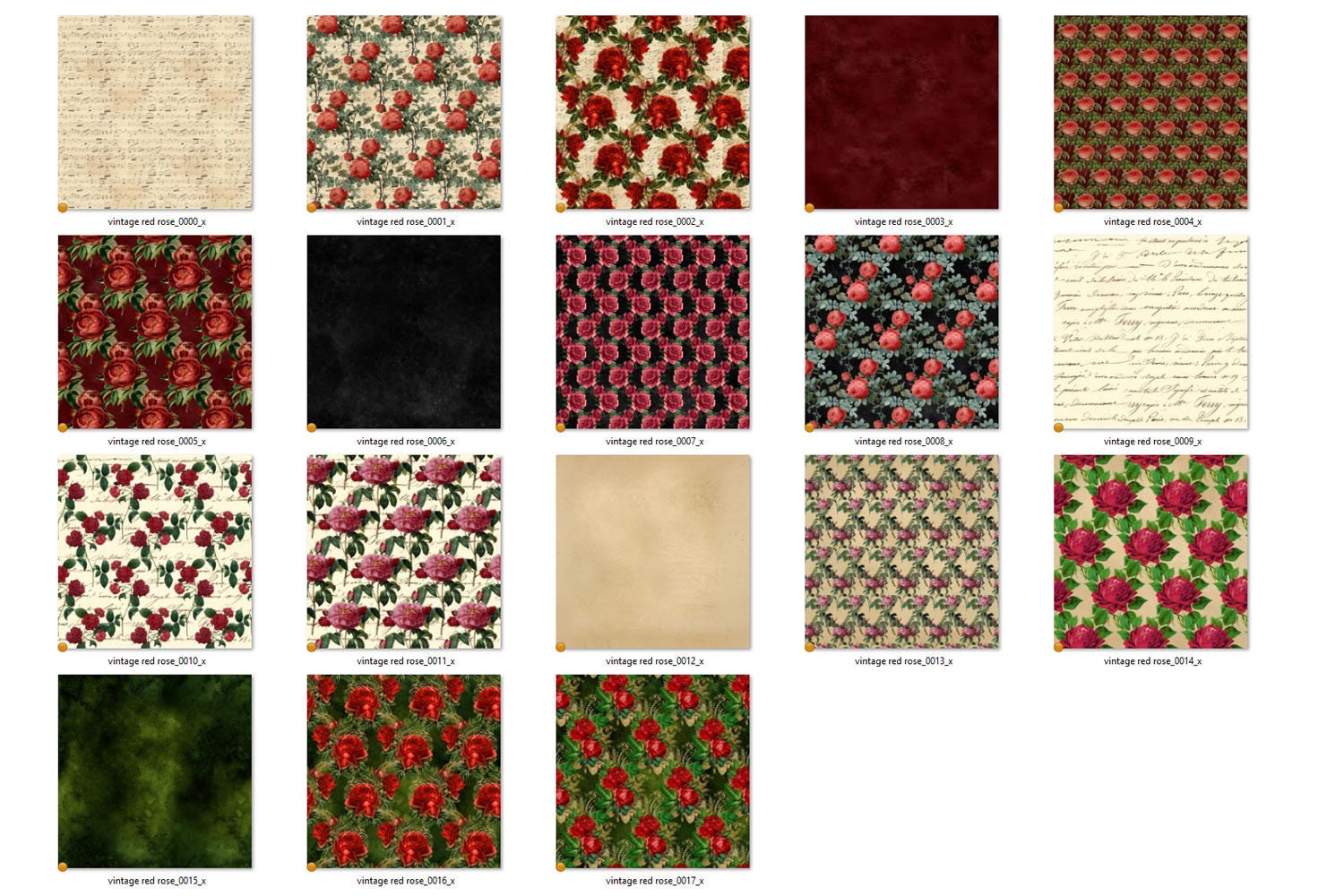 Vintage Red Roses Digital Paper, Seamless Scrapbook Patterns (digital ...