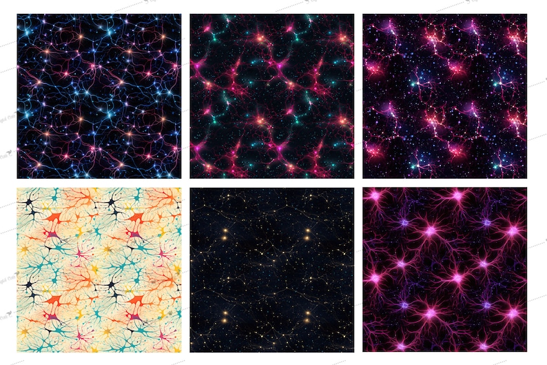 Neuron Pixel Design Neuron Digital Paper - Seamless Backgrounds Instant Download for ...