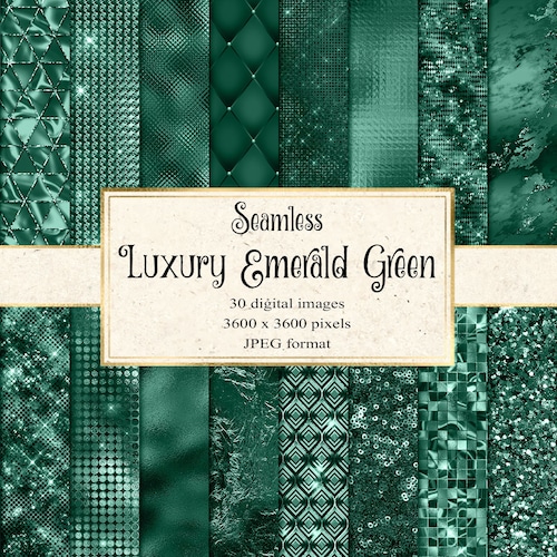 Luxury Emerald Digital Paper Seamless Green Textures With Etsy