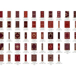 Gilded Red Book Covers printable decorative gilded book | Etsy