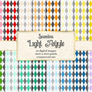 Light Argyle Digital Paper, naadloze patronen voor direct commercieel gebruik