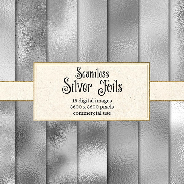 Silver Foil digital paper, seamless silver foil textures, shimmer textures, printable wedding backgrounds, digital glam silver metallic foil