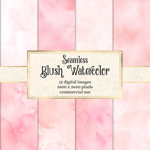 Blush Watercolor Digital Paper - texture acquerello rosa senza soluzione di continuità download istantaneo carta scrapbook stampabile per uso commerciale