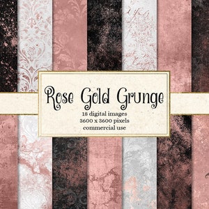 Rose Gold Grunge digital paper, white and gold watercolor textures, painted backgrounds, printable scrapbook paper, dust grunge textures