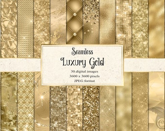 Luxury Gold Digital Paper, seamless gold textures, gold glitter backgrounds, gold foil and sequins, commercial instant download