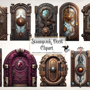 Steampunk Doors Clipart - fantasy clip art graphics and collage sheets for altered art or junk journals instant download commercial use