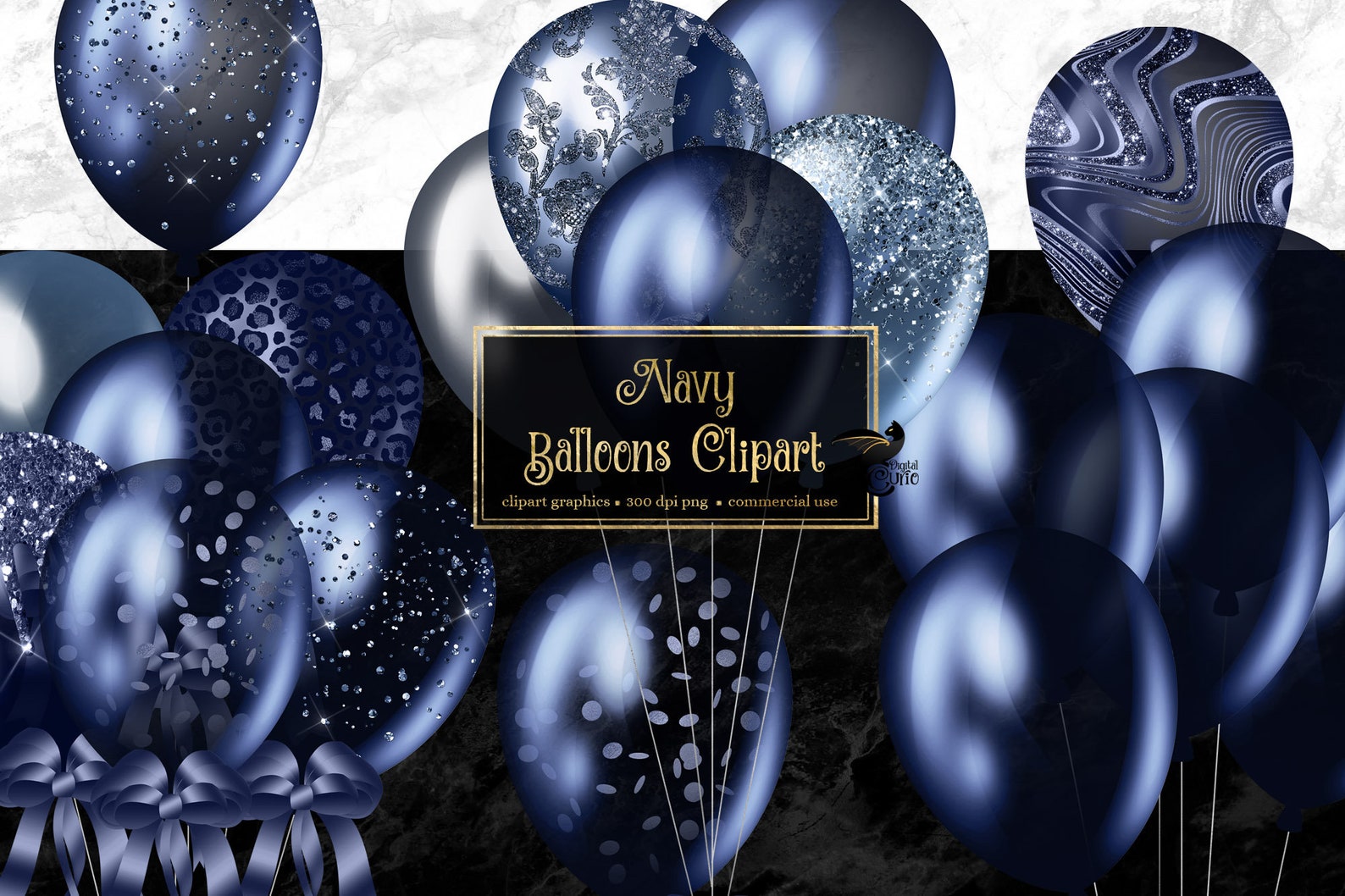 Navy Balloons Clipart Digital Clip Art Graphics for Party - Etsy